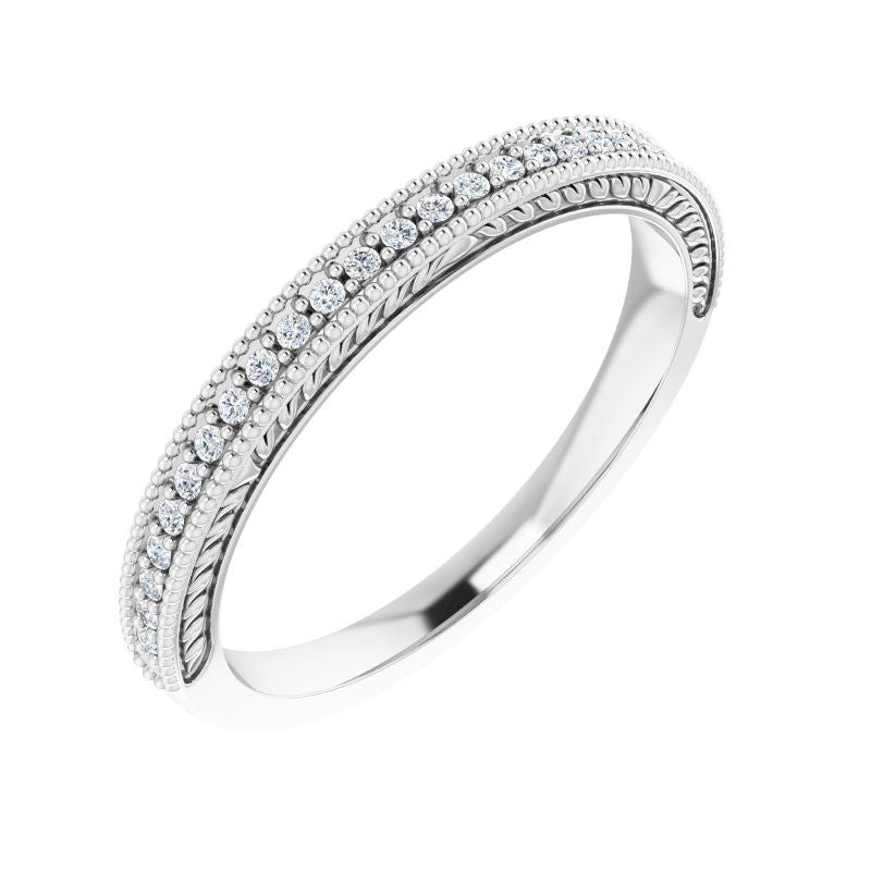 Platinum Diamond Miligrain Edge Aesthetic Anniversary Band