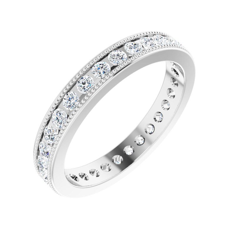 14K Gold Diamond Miligrain Eternity Men's Band