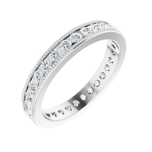14K Gold Diamond Miligrain Eternity Men's Band