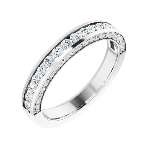 14K Gold Round Diamond Aesthetic Band