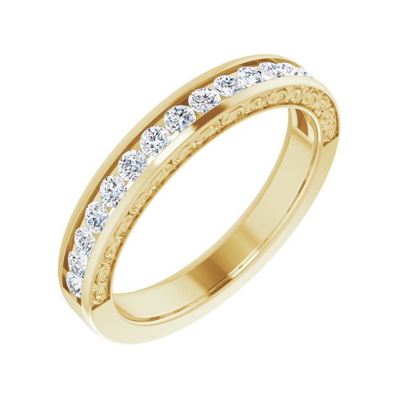 14K Gold Round Diamond Aesthetic Band