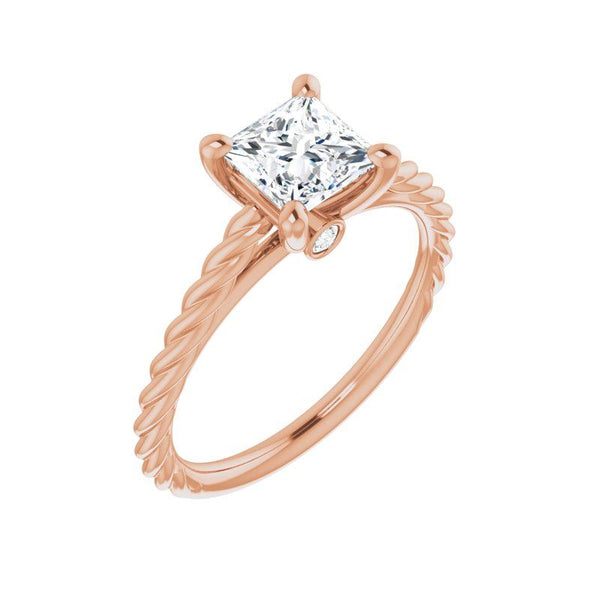 14K Gold Princess Twisted band Engagement Ring