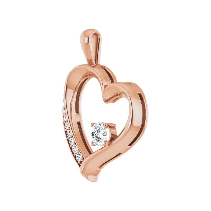 14K Rose Gold Heart Diamond Pendant