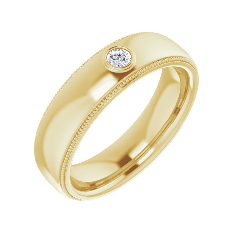 14K Gold 3 mm Round Men's Ring