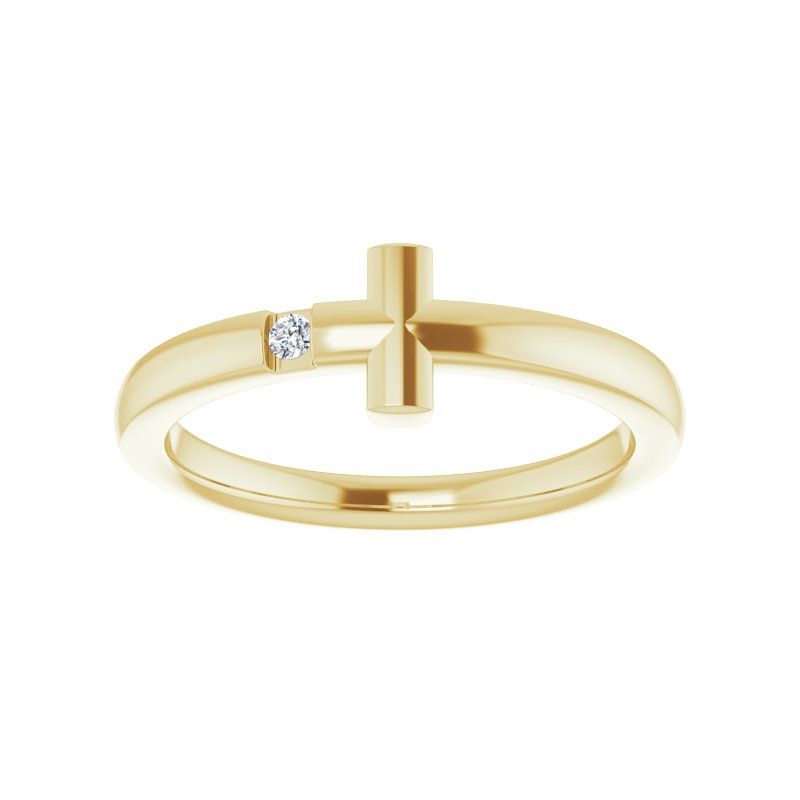 14K Yellow .015 CTW Natural Diamond Youth Sideways Cross Ring