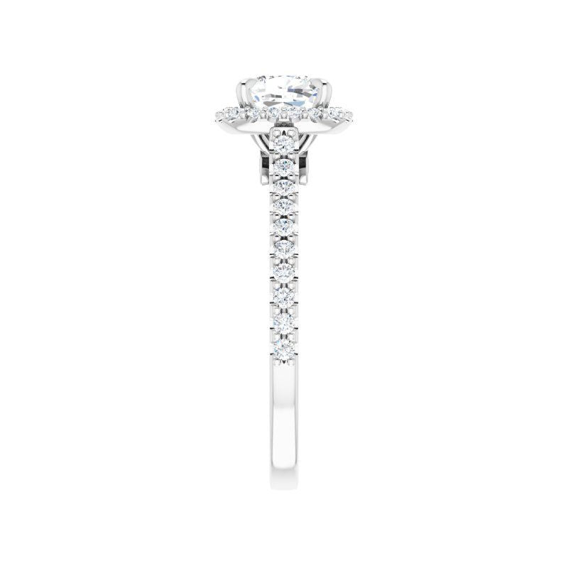 14K Gold Cushion Halo Diamond Engagement Ring
