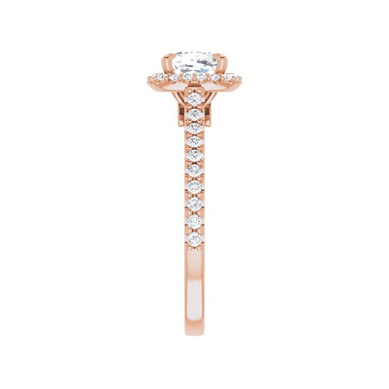 14K Gold Cushion Halo Diamond Engagement Ring