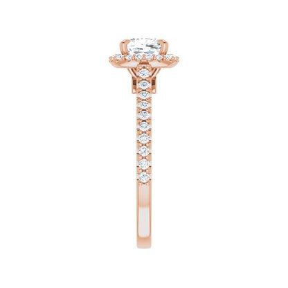 14K Gold Cushion Halo Diamond Engagement Ring