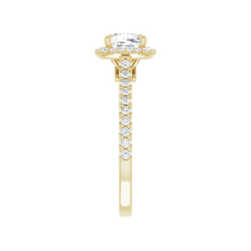 14K Gold Cushion Halo Diamond Engagement Ring