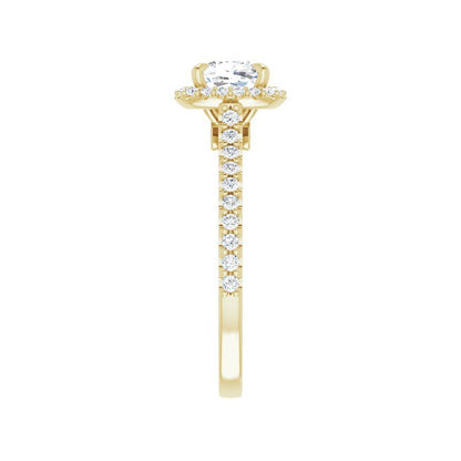 14K Gold Cushion Halo Diamond Engagement Ring