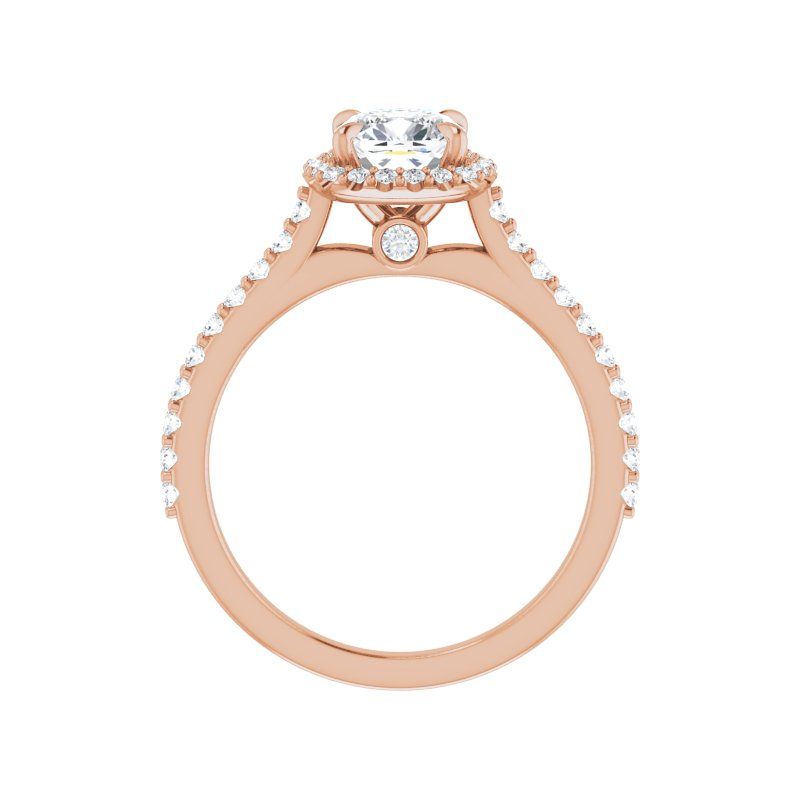 14K Gold Cushion Halo Diamond Engagement Ring