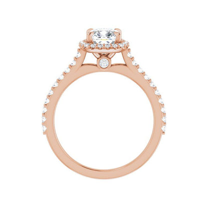 14K Gold Cushion Halo Diamond Engagement Ring