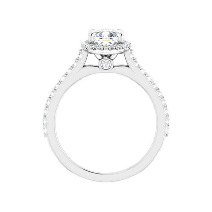 14K Gold Cushion Halo Diamond Engagement Ring
