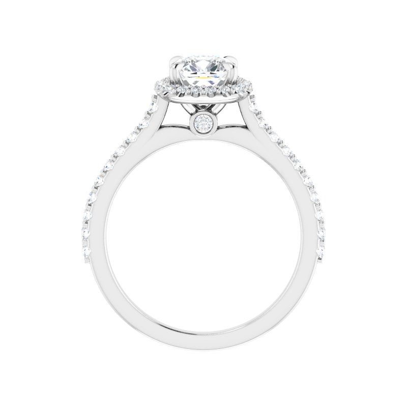 14K Gold Cushion Halo V Diamond Engagement Ring