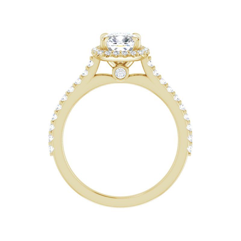 14K Gold Cushion Halo Diamond Engagement Ring