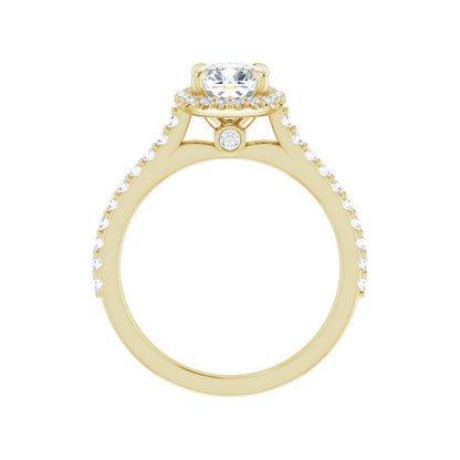14K Gold Cushion Halo Diamond Engagement Ring
