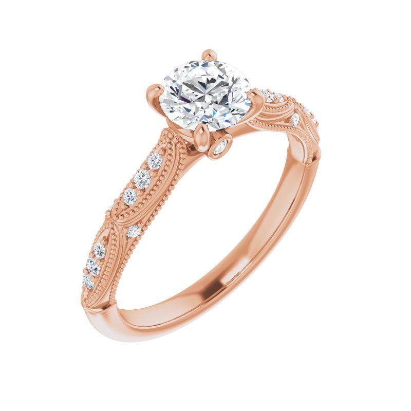 14K Gold Round Victorian Engagement Ring