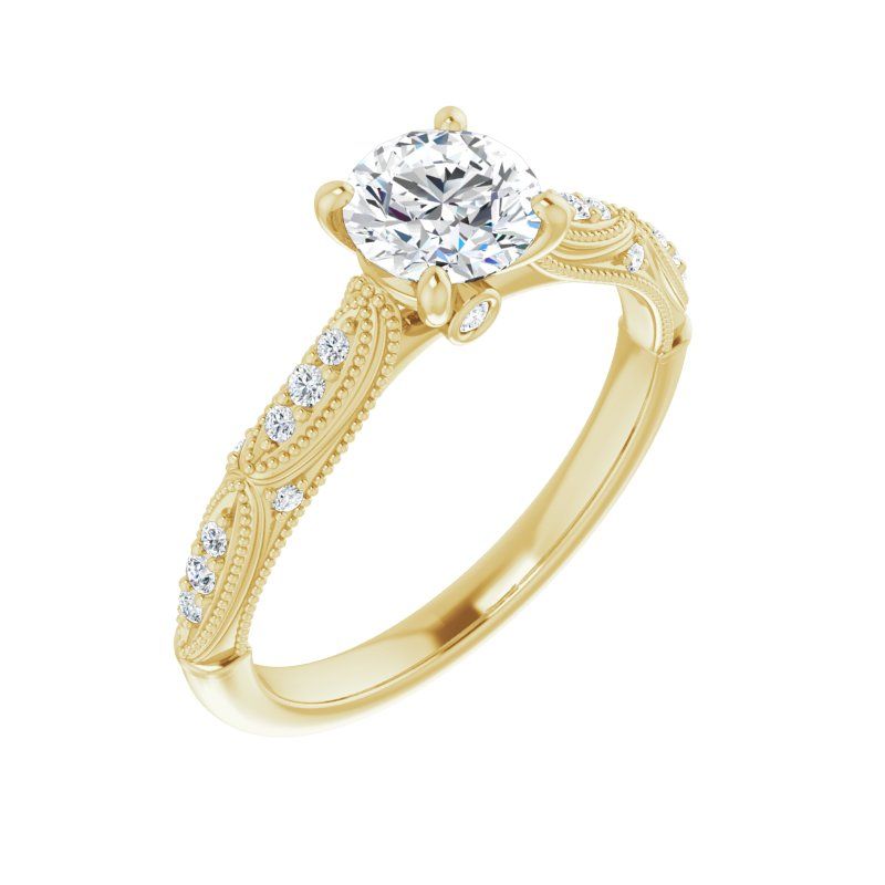 14K Gold Round Victorian Engagement Ring