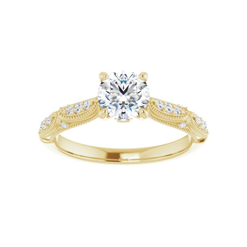 14K Gold Round Victorian Engagement Ring