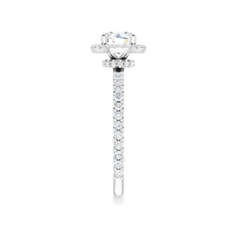 14K Gold Round Diamond Halo Engagement Ring