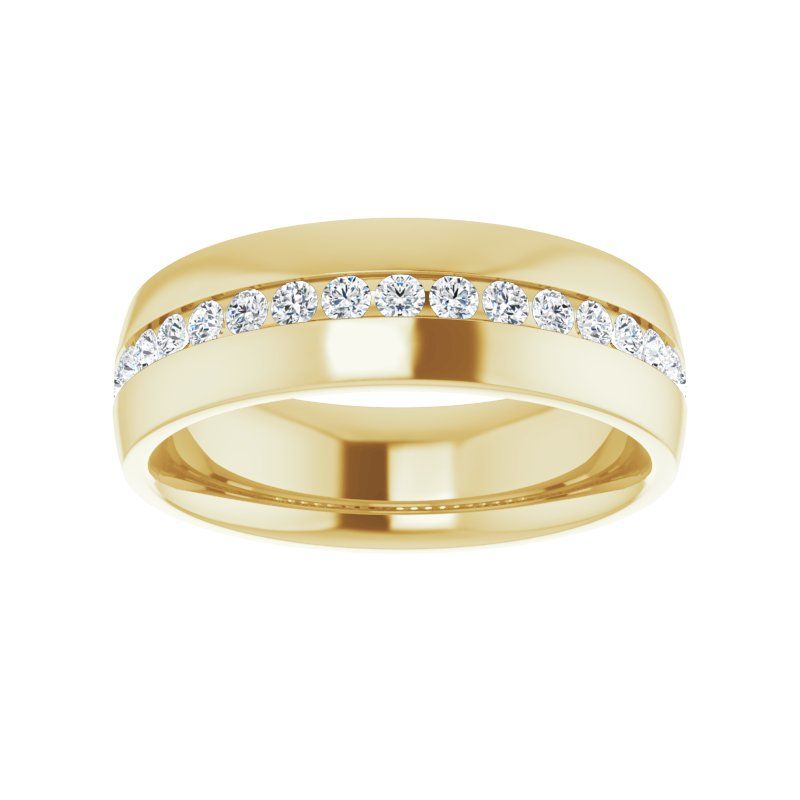 14K Gold Unisex Channel Set Classic Diamond Band