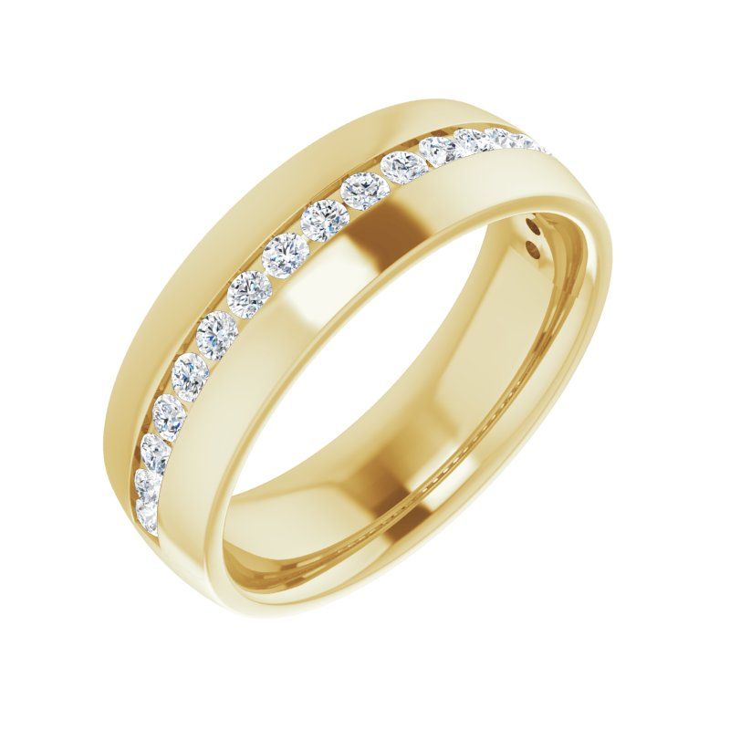 14K Gold Unisex Channel Set Classic Diamond Band