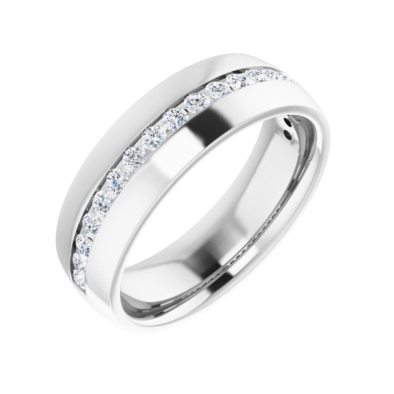 14K Gold Unisex Channel Set Classic Diamond Band