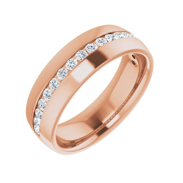 14K Gold Unisex Channel Set Classic Diamond Band