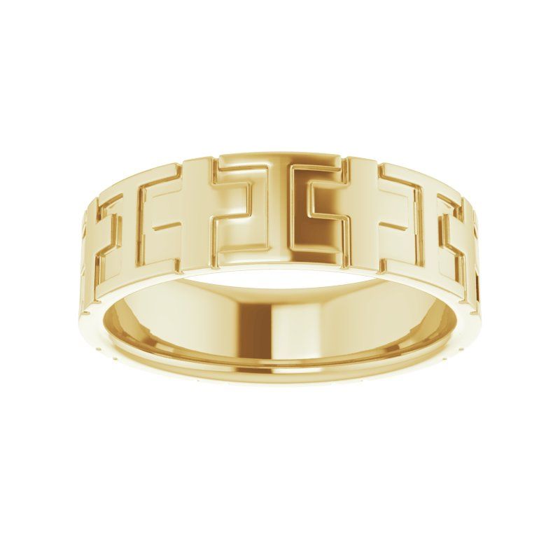 14K Gold 7 mm Cross Band