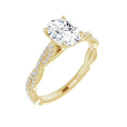 14K Gold Oval Engagement Ring