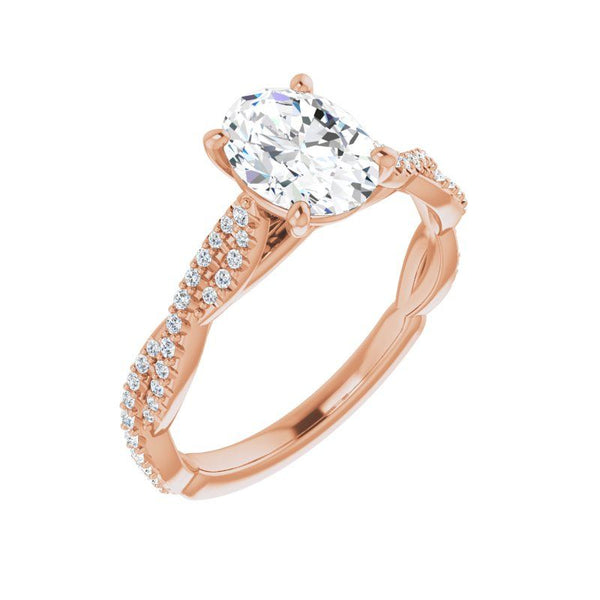 14K Gold Oval Engagement Ring