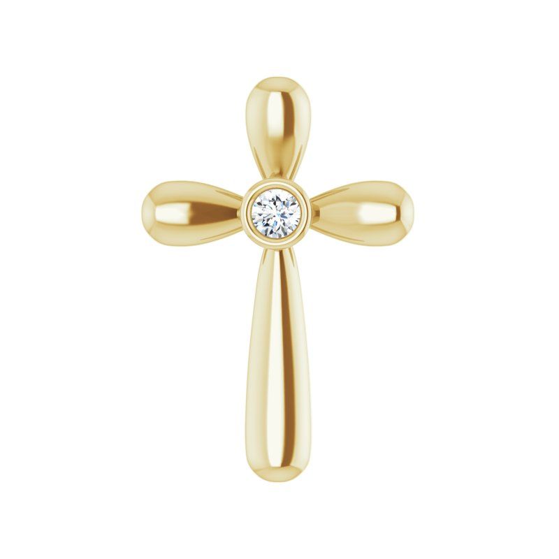 14K Gold .10 CT Diamond Cross Pendant