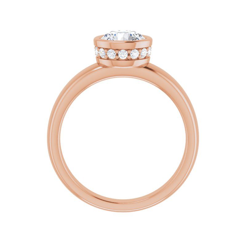 14K Gold Round Diamond Bezel Engagement Ring