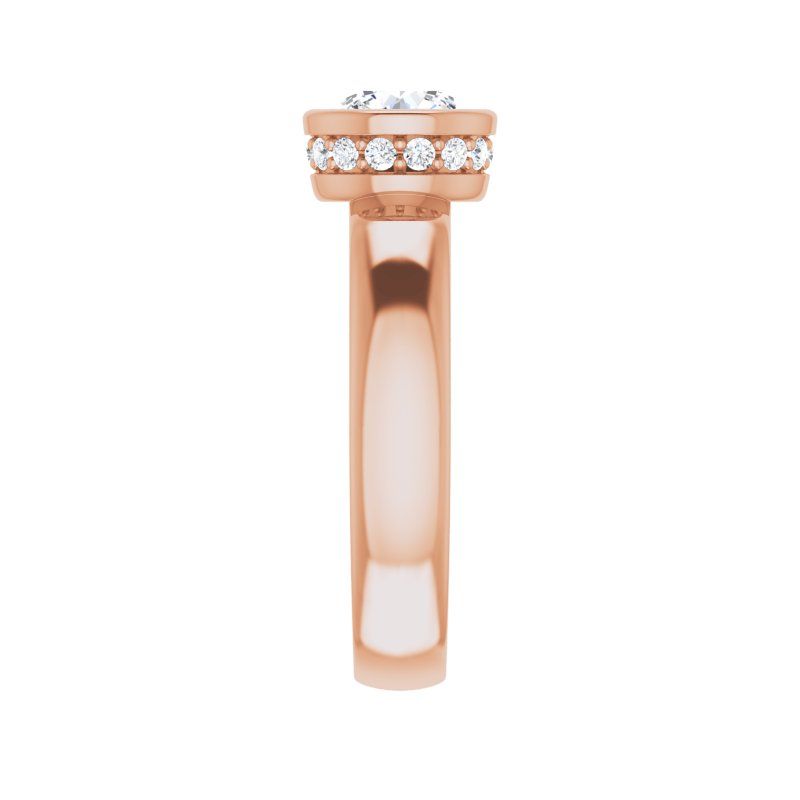 14K Gold Round Diamond Bezel Engagement Ring