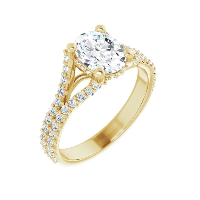 14K Gold Oval Engagement Ring