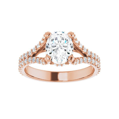 14K Gold Oval Engagement Ring