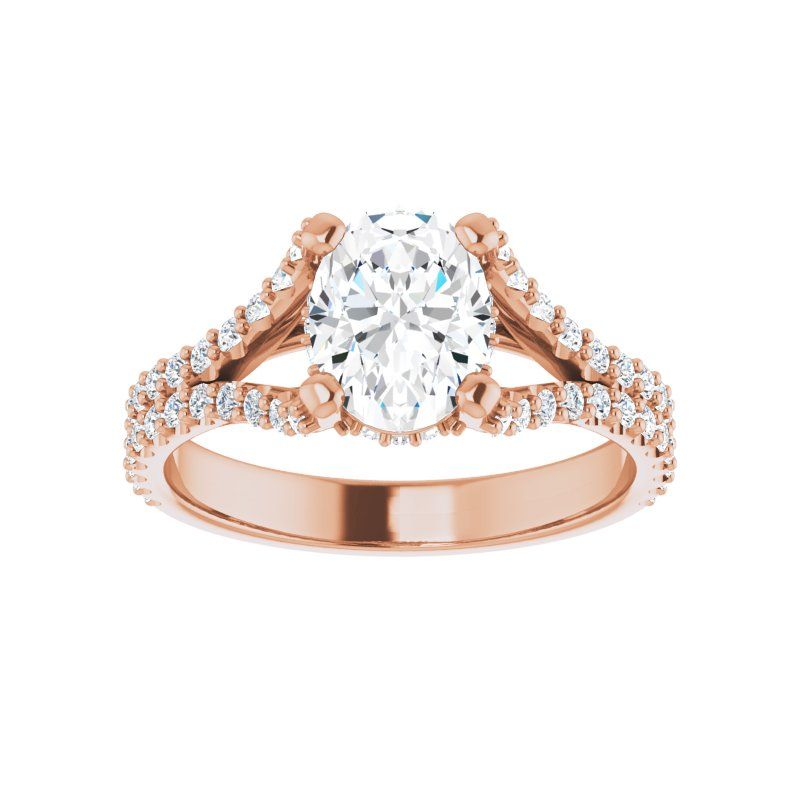 14K Gold Oval Engagement Ring