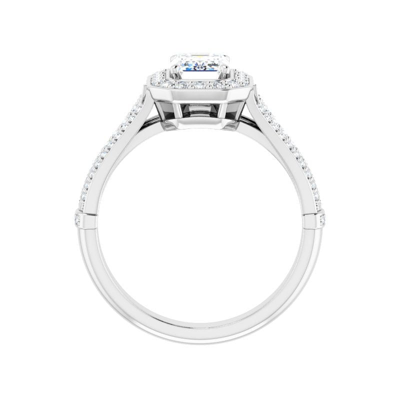 14K Gold Emerald with Leaf Engagement Ring