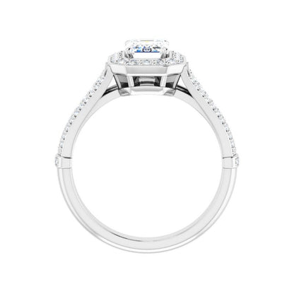 14K Gold Emerald with Leaf Engagement Ring