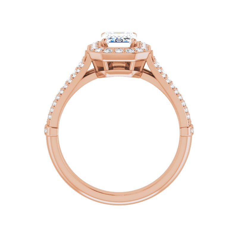 14K Gold Emerald with Leaf Engagement Ring