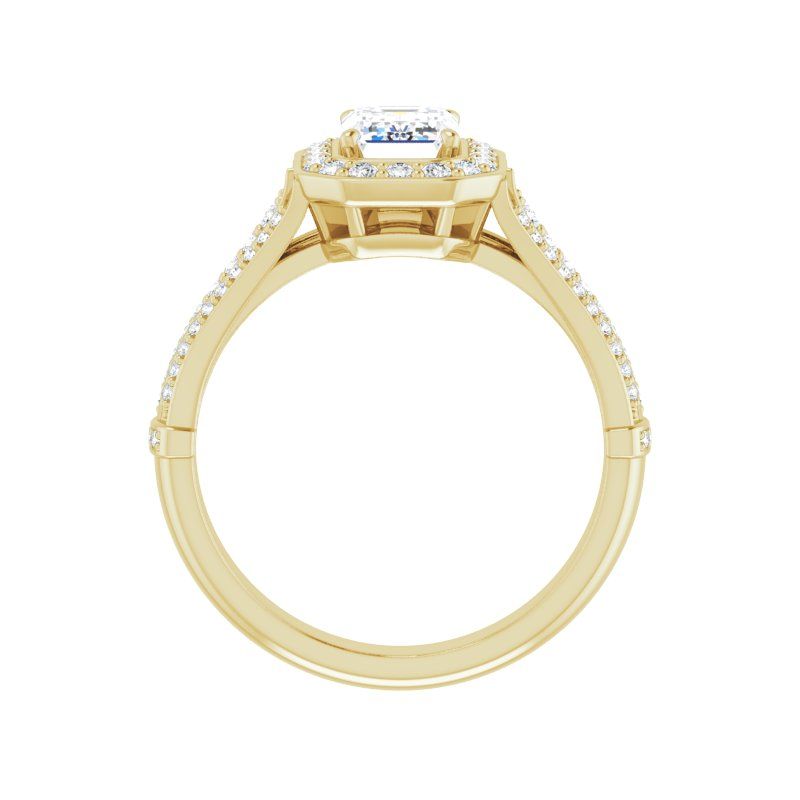 14K Gold Emerald with Leaf Engagement Ring