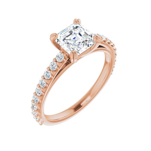 14K Gold Asscher Engagement Ring