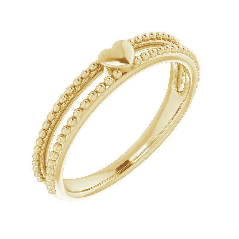 14K Gold Milgrain Stackable Heart Ring