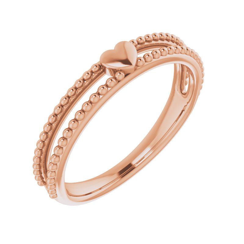 14K Gold Milgrain Stackable Heart Ring