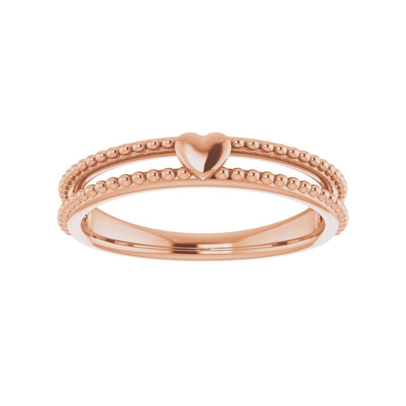 14K Gold Milgrain Stackable Heart Ring