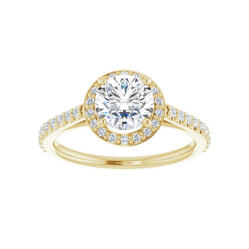 14K Gold Round Halo Italia Engagement Ring