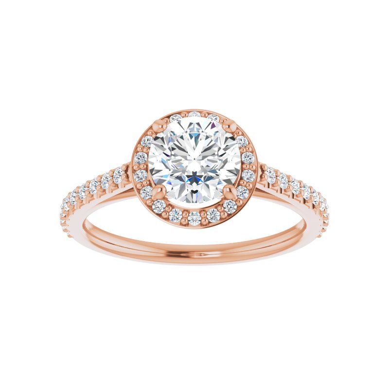 14K Gold Round Halo Italia Engagement Ring