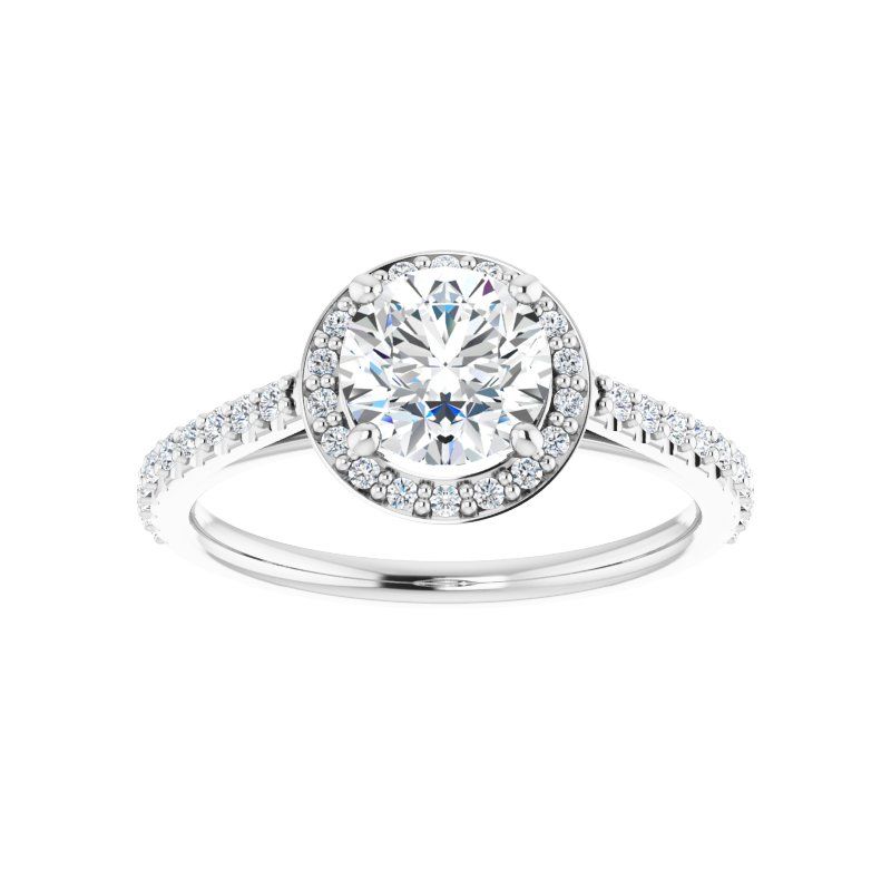 14K Gold Round Halo Italia Engagement Ring