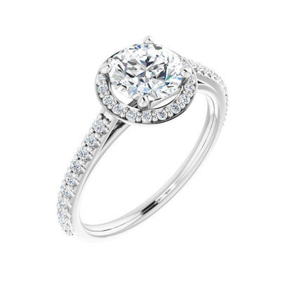 14K Gold Round Halo Italia Engagement Ring