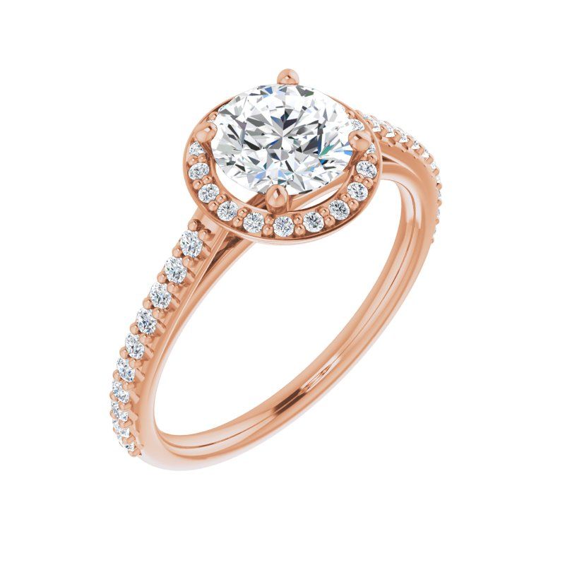 14K Gold Round Halo Italia Engagement Ring